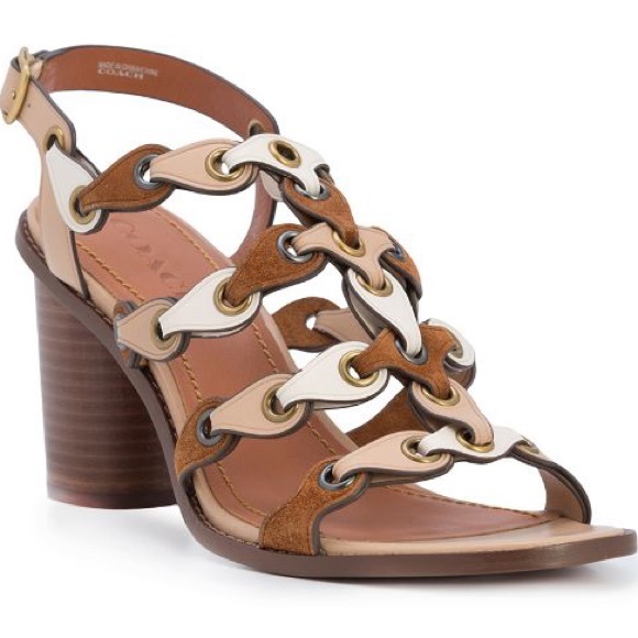 mid heel sandal with coach link